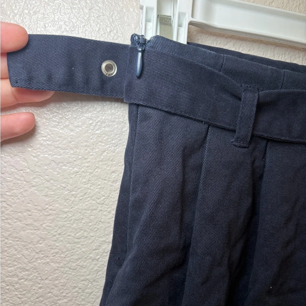 Zara Girls Navy Blue Pleated Mini Skirt with Buckle Detail Raw Hem Size 10 Kids